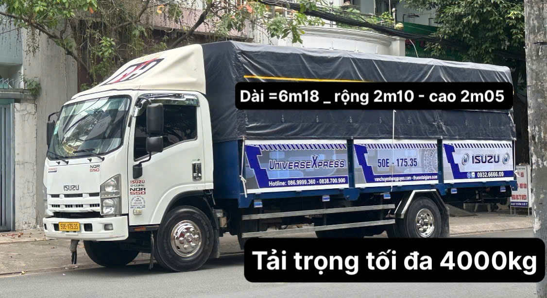 Xe tải thung dài 6m tại quận 12 - chay đươc vào thành phố ban ngày tải trong lên đến 4 tấn 