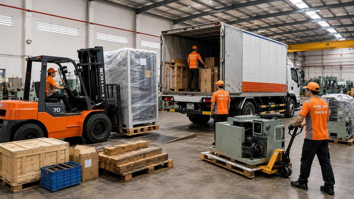 Bốc xếp và nâng hạ máy móc phục vụ di dời nhà xưởng tại TP.HCM